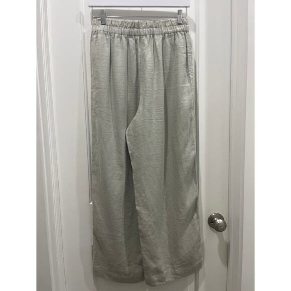 Madewell Linen Breeze Woven Pull-On High Rise Straight Pants in Sage Sz S - Picture 5 of 9